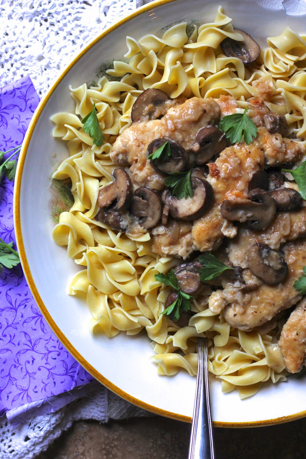 ValSoCal Chicken Marsala with Egg Noodles