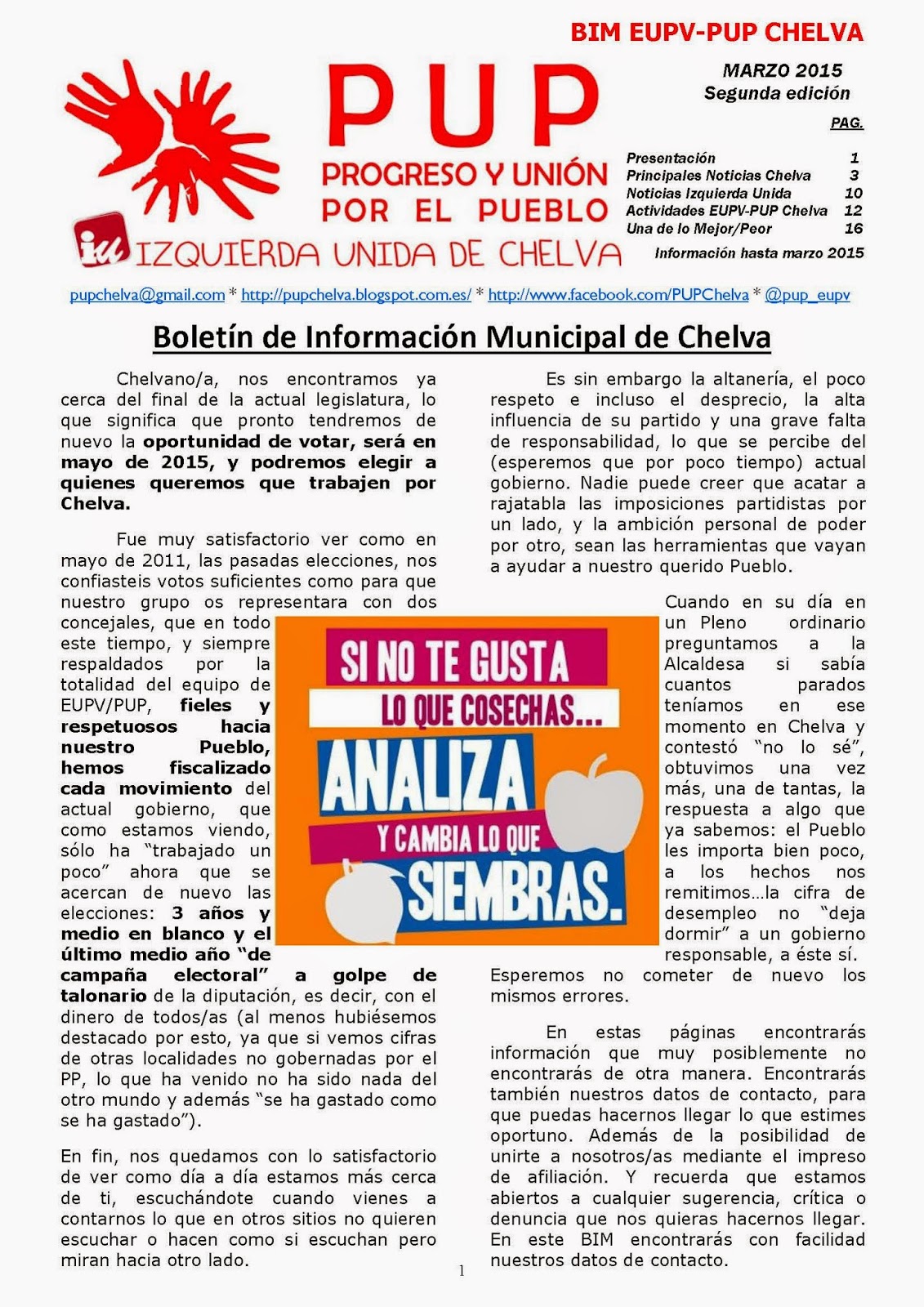 Progreso y unión por el pueblo: boletÃn de informaciÃn eupv pup chelva Q significa altaneria