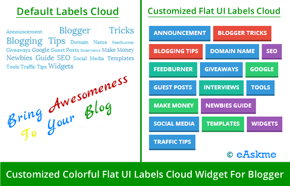 Customized Colorful Flat UI Labels Cloud Widget For Blogger : eAskme