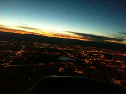 Phoenix at sunset from an airplane