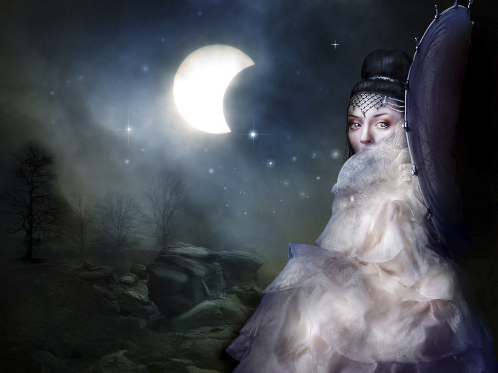 Lunas #1 - Página 39 Fantasy+Queen+Enjoying+The+Night+Moon+And+The+Stars