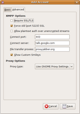 Ubuntu, Intrepid Ibex, Pidgin, Google Talk Ayarları