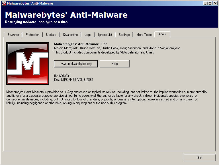 Malwarebytes Anti-Malware V1.44