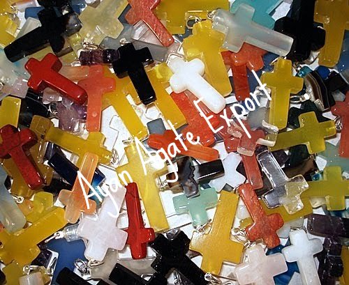 Assorted Stones Cross Pendants