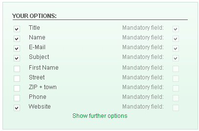 PHP Contact Form fields select