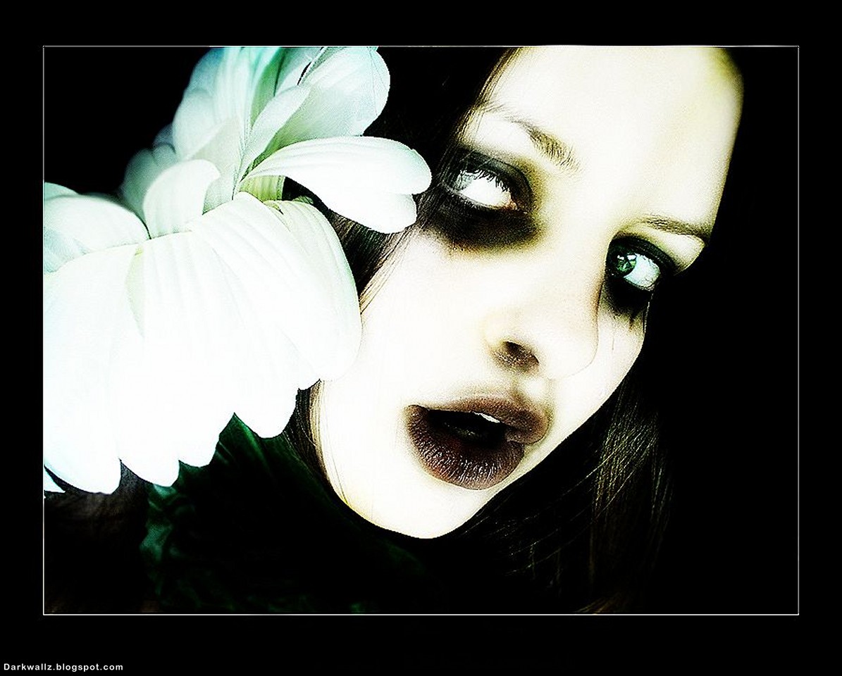 Gothic Girl With Flower | Dark Wallpaper Download