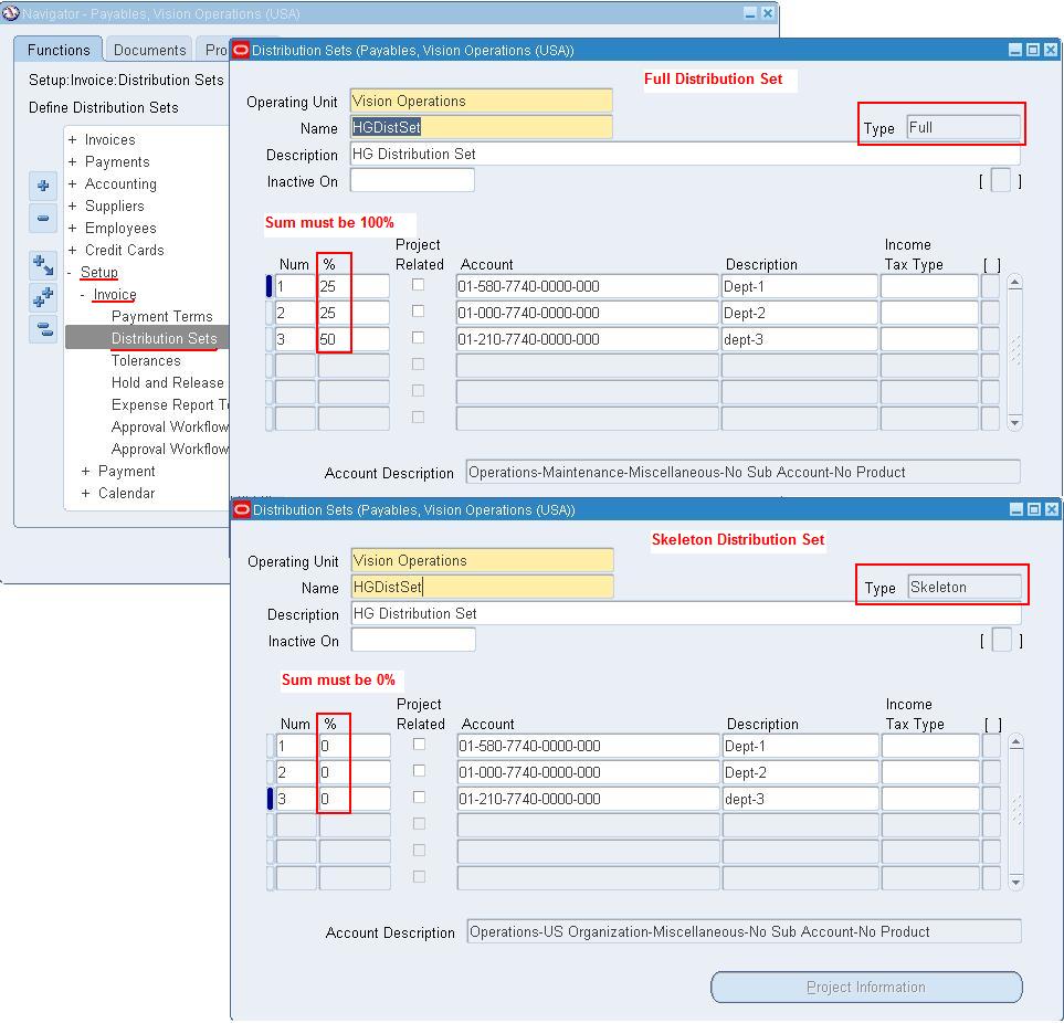 Oracle Applications Define Distribution Sets