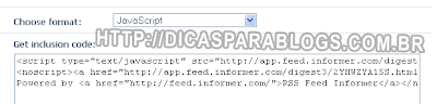 Código pronto para colocar no blog