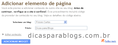 botão adicionar gadget