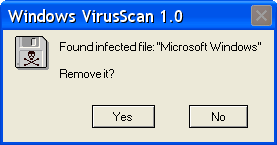 Found infected file: 'Microsoft Windows'. Remove it ?