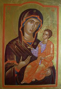 Theotokos Hodegetria, 60x40cm, egg tempera, of the Icon of Theofanis from Crete, 16th century