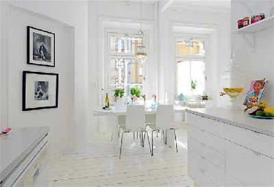 stylish swedish white interior design diningroom
