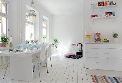 stylish swedish white interior design dining room