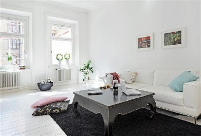 stylish swedish white interior design living room