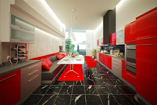 white and red Kitchen