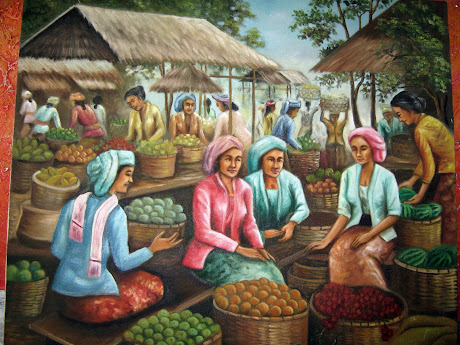Lukisan Suasana Pasar Tradisional