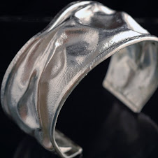 Silver Shibori Cuff Bracelet