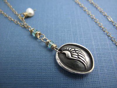 silver angel wing charm gold necklace