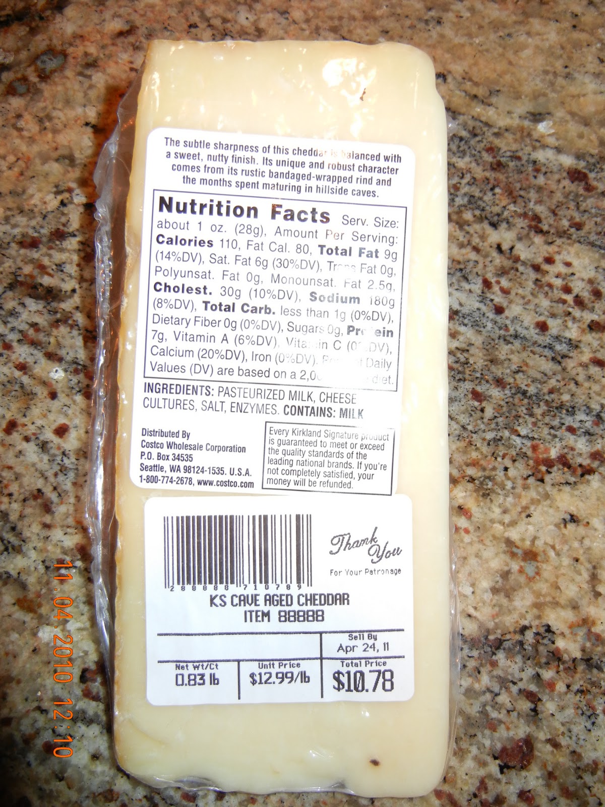 My Costco's Kirkland Cave Aged Vermont Cheddar