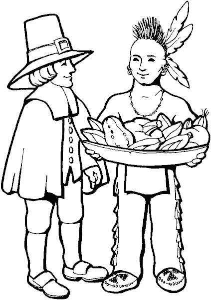 Native American and Pilgrim Coloring Pages