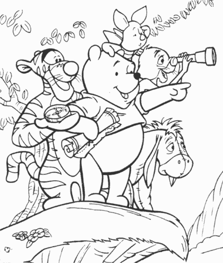 Winnie's friends: Piglet, Eeyore and Tigger - Winnie The Pooh coloring pages