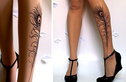 Sexy Peacock Feather Tattoo Tights by post. Posted by Elizabeth Stiletto at