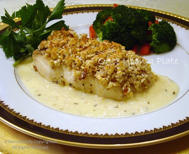 Once Upon a Plate Almond Encrusted Halibut with Beurre Blanc