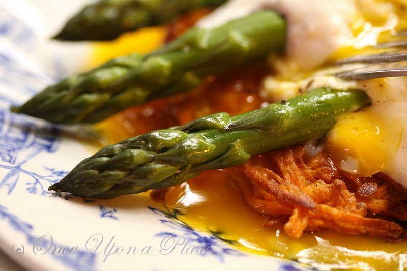 Once Upon a Plate Softly Poached Eggs on Crispy Sweet Potato Hash