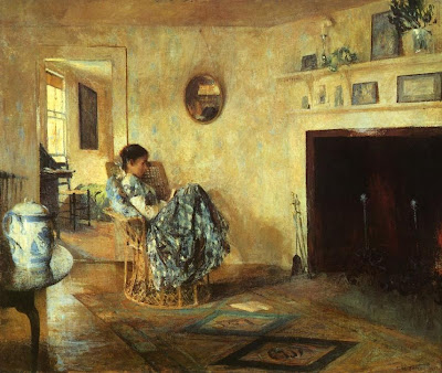 Painting by Frank W. Benson. Rainy Day, 1906