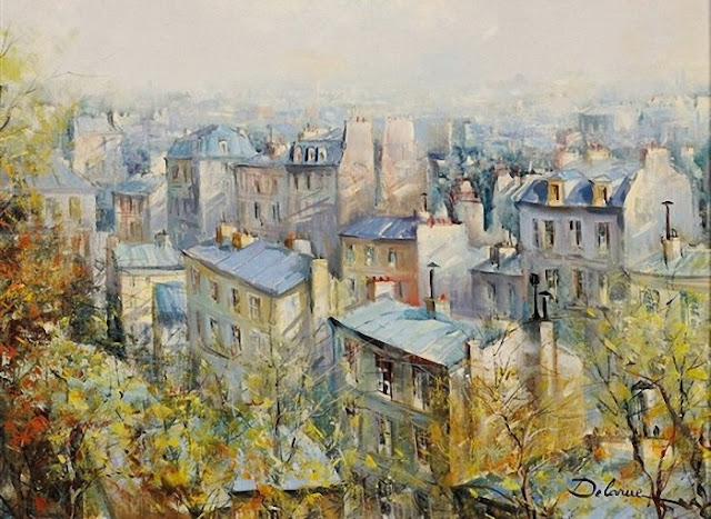 Lucien Delarue,Paris in painting,watercolor