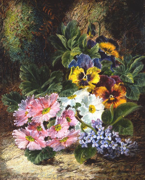 19th c. British artists, flower oil painting,Victorian/Edwardian artists,Clare