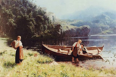 Genre Painting by Norwegian Artist Hans Dahl