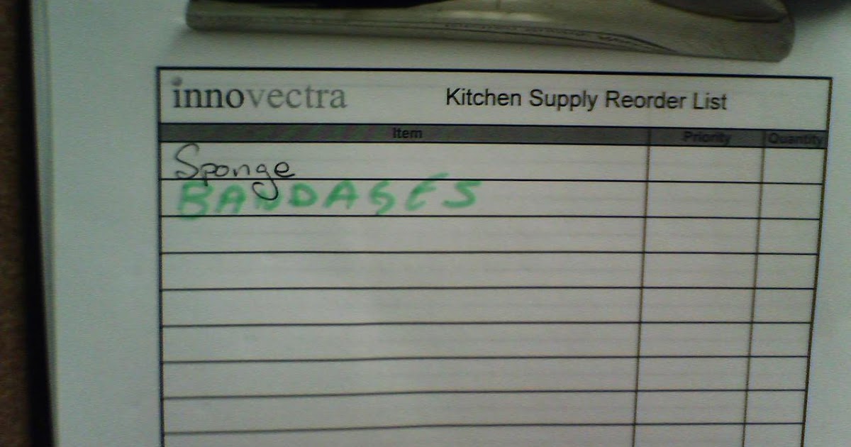 Ben's Journal Kitchen Supply Request