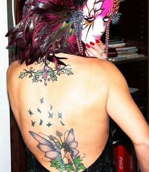 back body fairy female tattoo