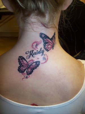 butterfly tattoos on back of neck. Picture Sexy Girls Tattoo With Neck Butterflies Tattoo Designs 3