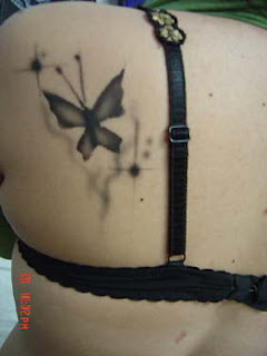 Female Butterfly Shoulder Tattoo Design