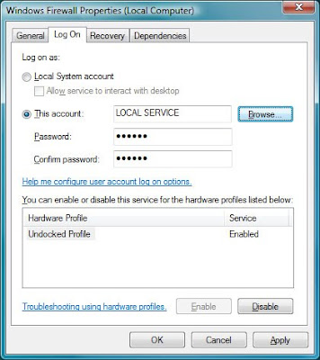 Turning Windows Firewall Off Vista