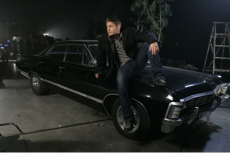Dean Winchester jensen ackles with his car the beautiful 1967 chevy impala