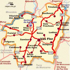 Mapa do Concelho de Vila Flor