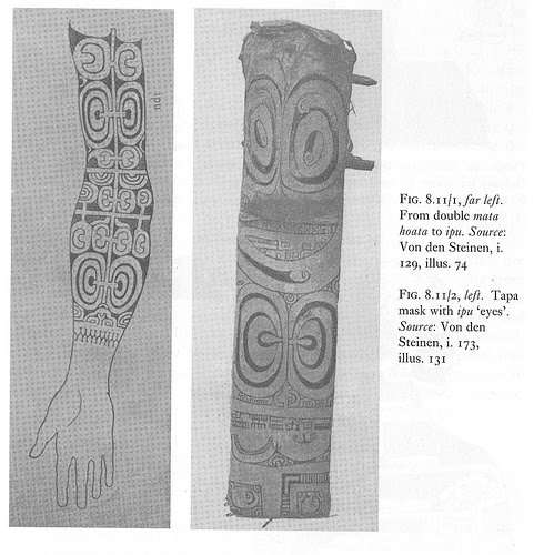 The image to the left is taken from Art and Agency showing Marquesan tattoos 
