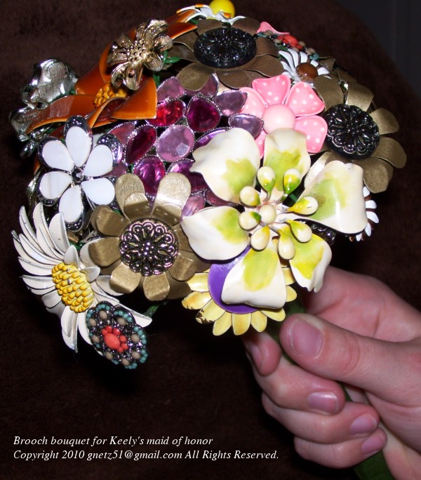 These will supplement the brooches in the bouquets for Keely's wedding a