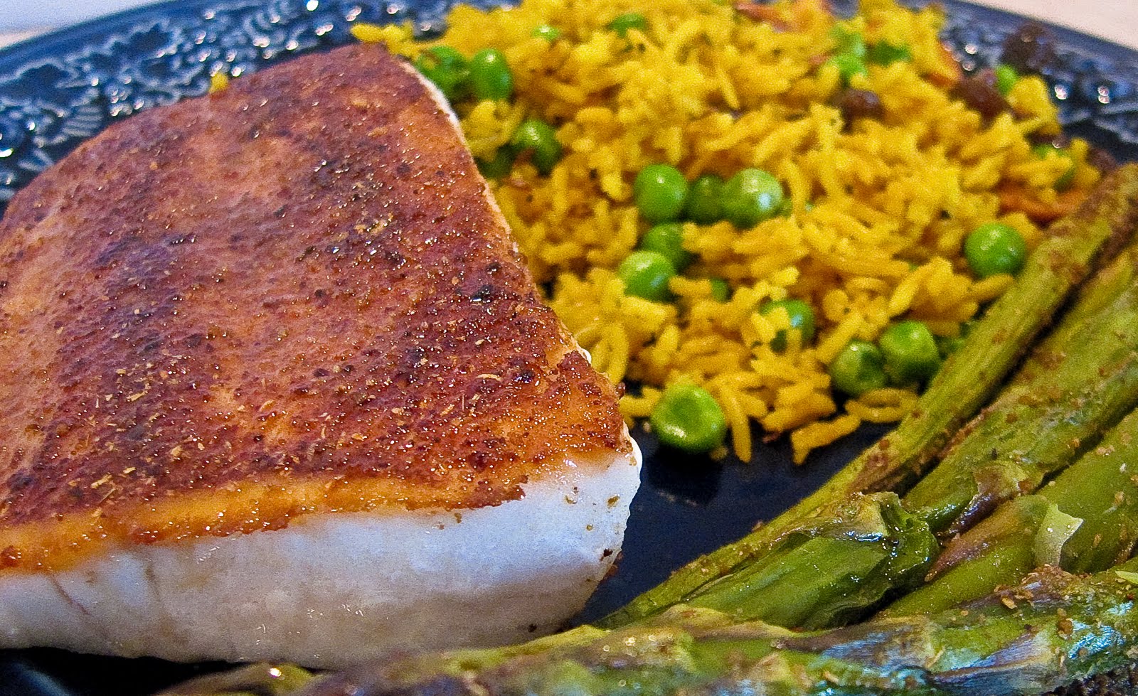 Spiced MahiMahi With Masala Hari Matar Pulau (Savory Rice & Green Pea
