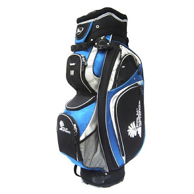 Rice University Owls colored golf bag that is blue, silver, and gray.