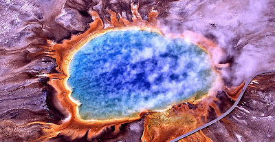 The Grand Prismatic Spring in winter