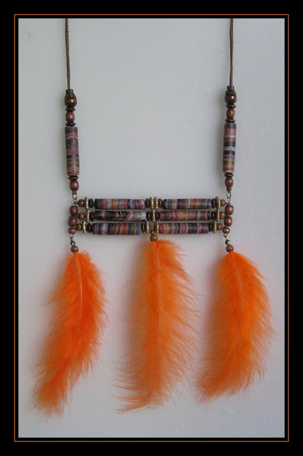 Orange and Polymer Clay Necklace