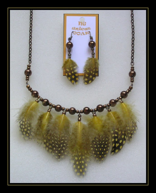 Guinea Fowl Yellow Necklace and Earrings
