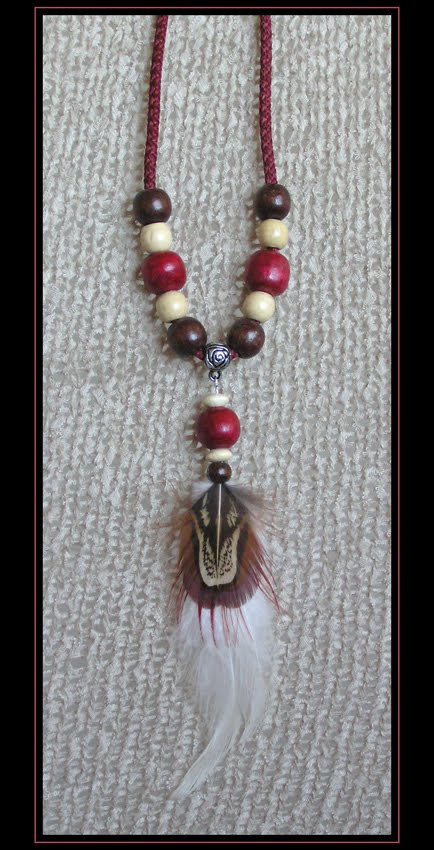 Burgundy Rooster Necklace