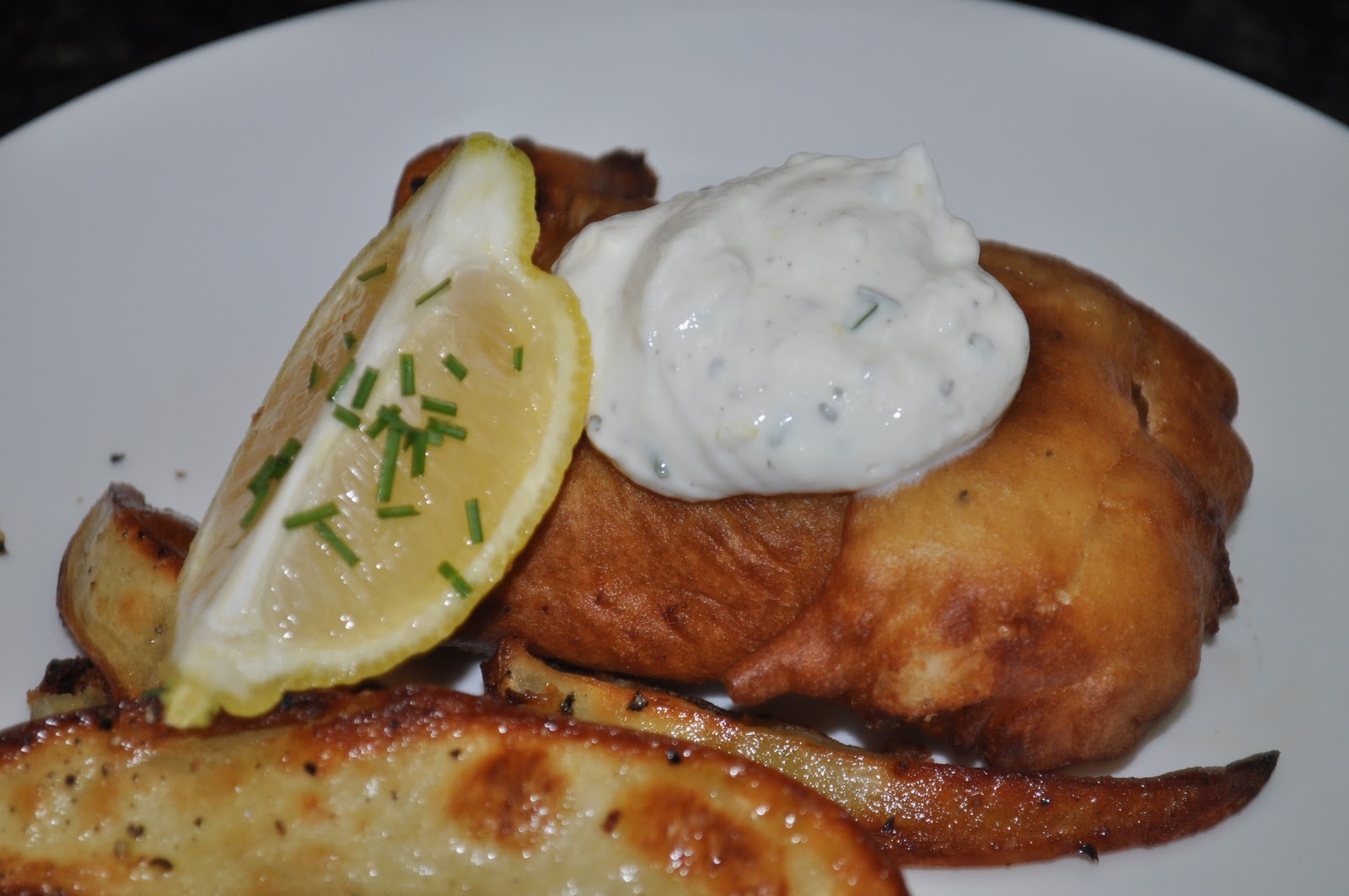 All That's Left Are The Crumbs Beer Battered Mahimahi and Chips