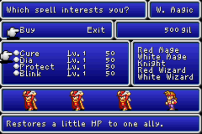 Final Fantasy I remake magic shop screenshot