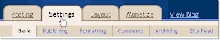 Klik Setting pada tab pengaturan blog anda setting tab for blogger